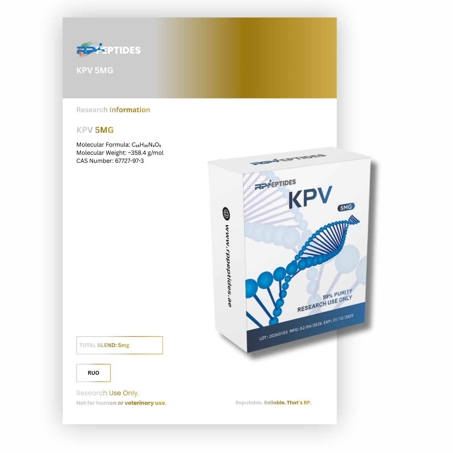 KPV 5MG : Research Only